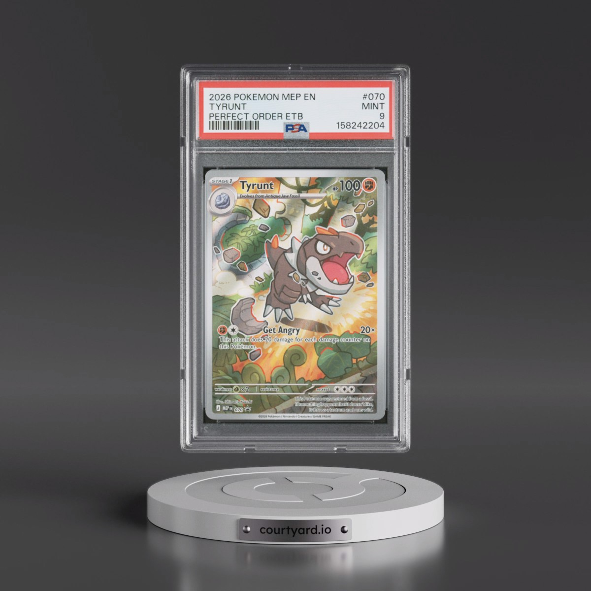 2026 Pokémon Mep EN-Me Black Star Promo #070 Tyrunt - Perfect Order Elite Trainer Box (PSA 9 MINT)