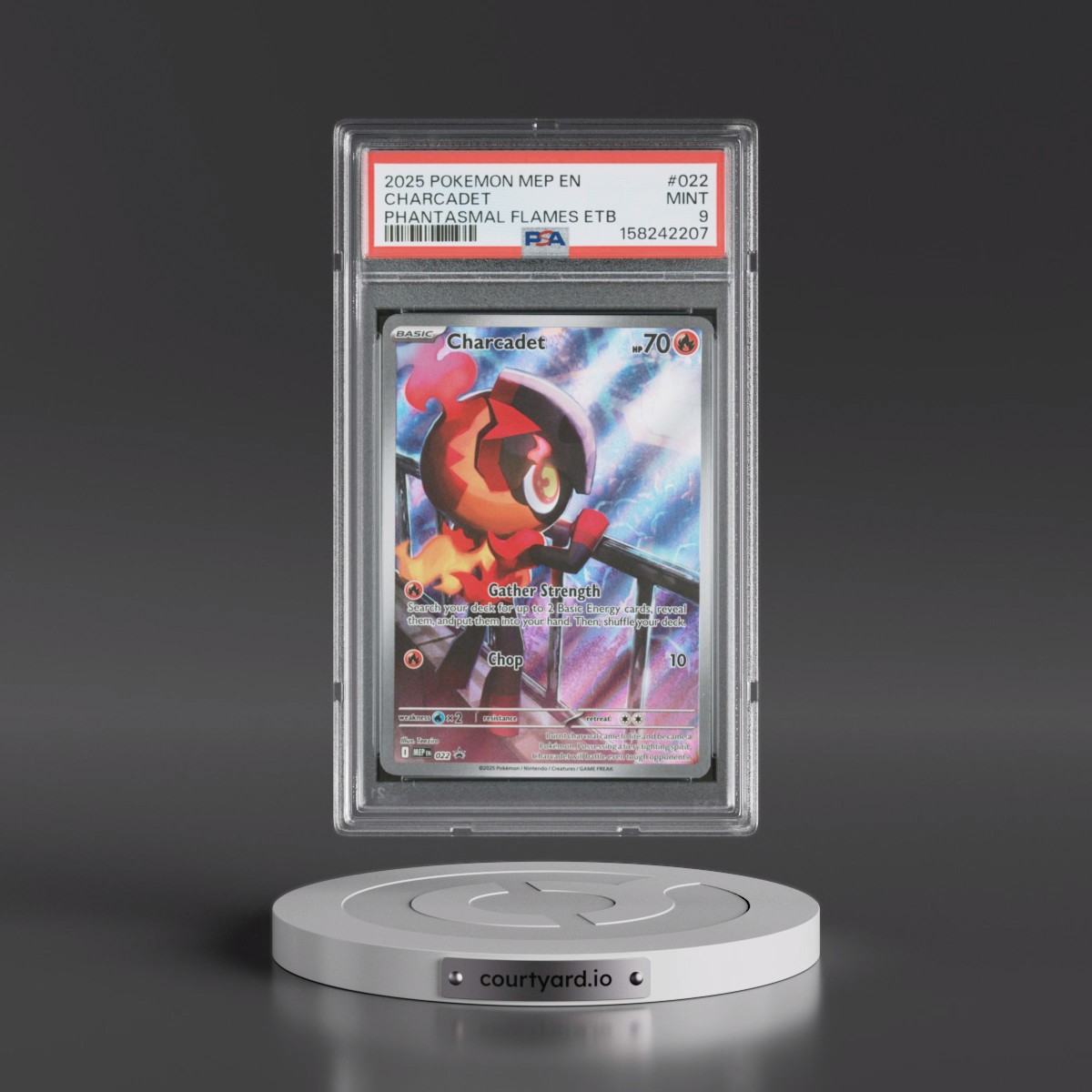 2025 Pokémon Mep EN-Me Black Star Promo #022 Charcadet - Phantasmal Flames Elite Trainer Box (PSA 9 MINT)