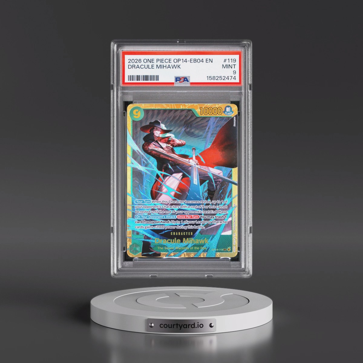 2026 One Piece OP14-EB04-the Azure Sea's Seven #119 Dracule Mihawk (PSA 9 MINT)