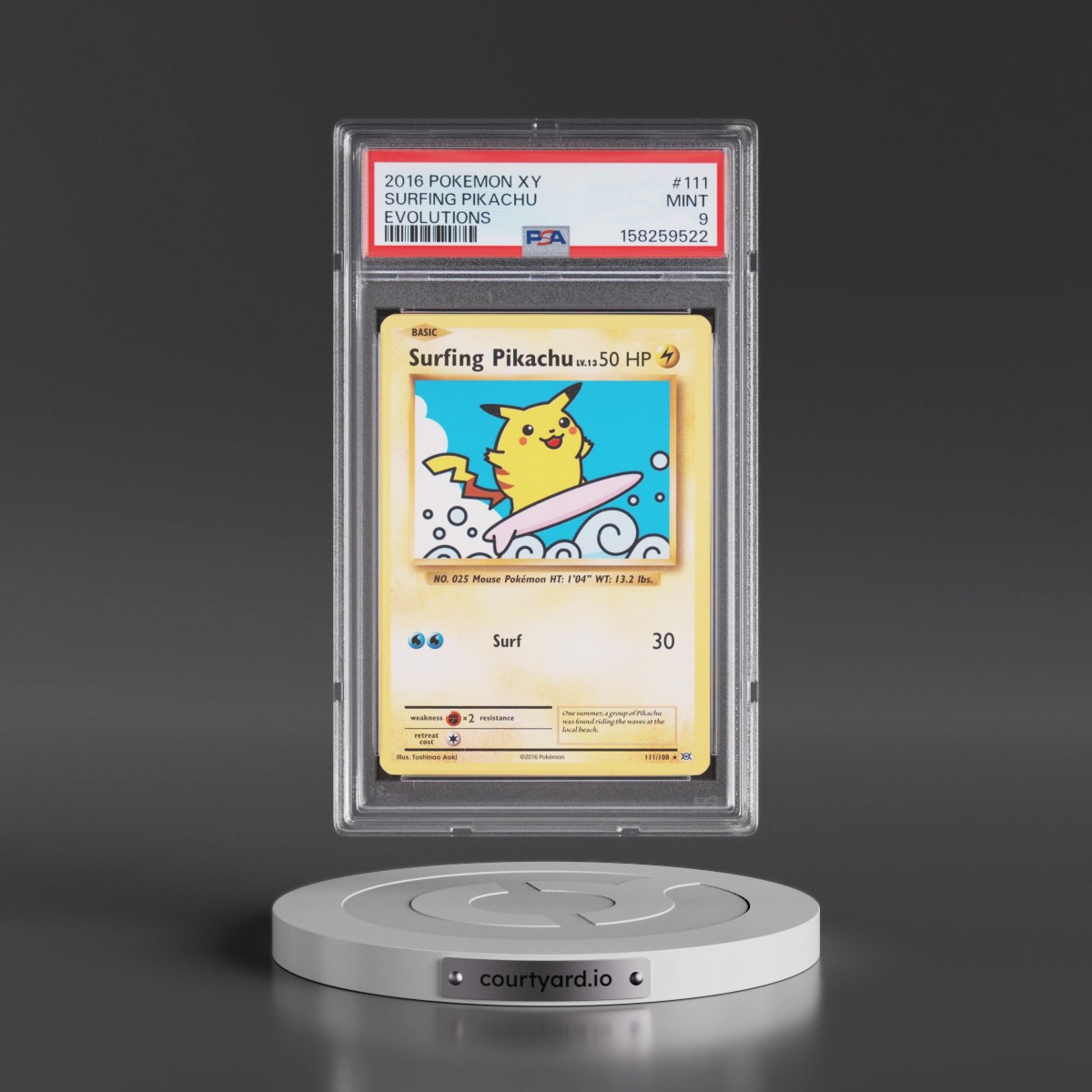 2016 Pokémon XY Evolutions #111 Surfing Pikachu (PSA 9 MINT)
