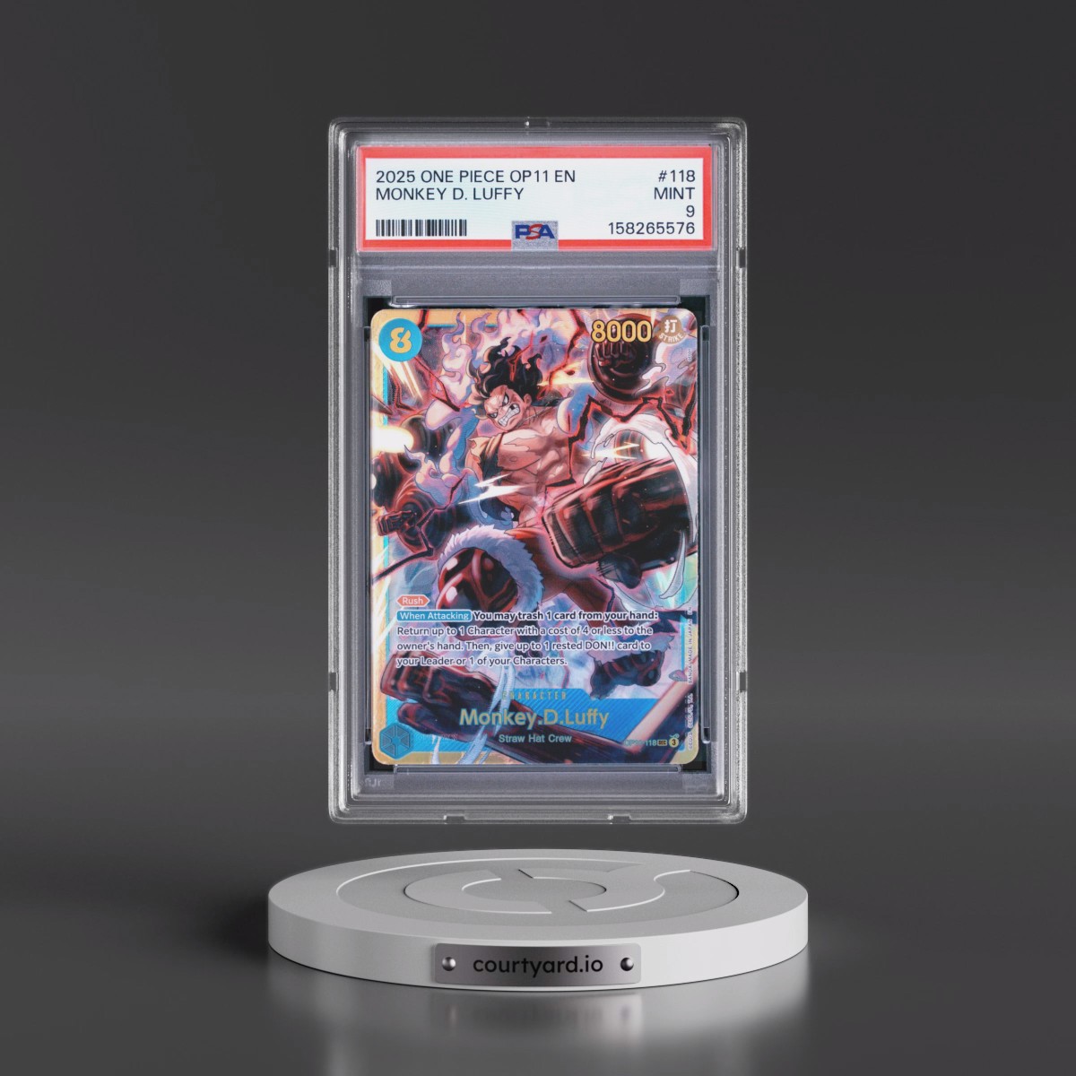 2025 One Piece OP11-A Fist of Divine Speed #118 Monkey D. Luffy (PSA 9 MINT)