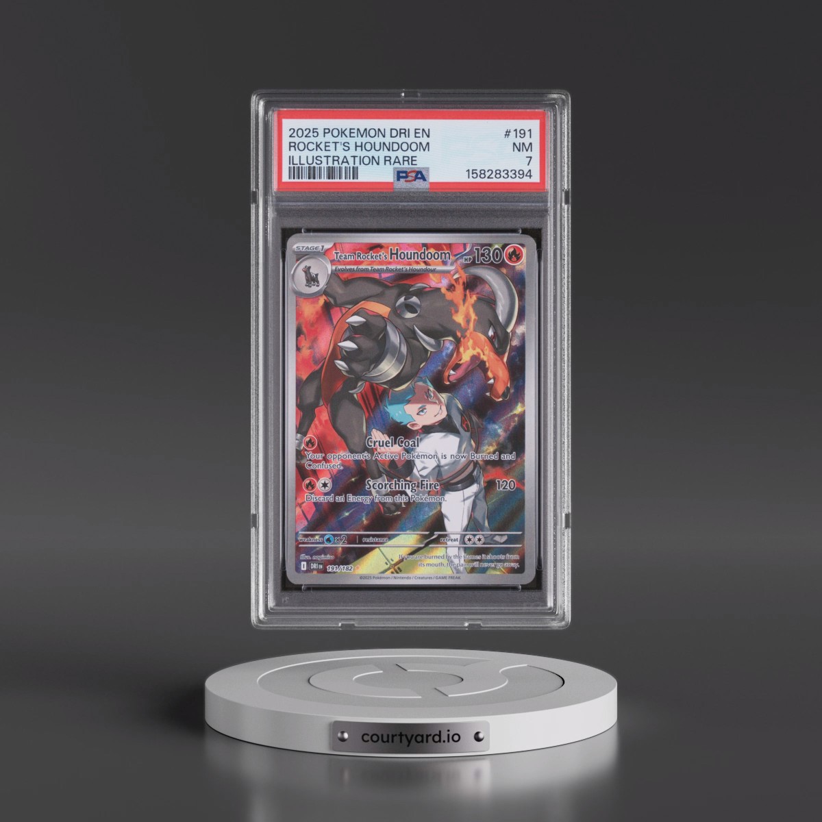 2025 Pokémon Dri EN-Destined Rivals #191 Team Rocket's Houndoom - Illustration Rare (PSA 7 NM)