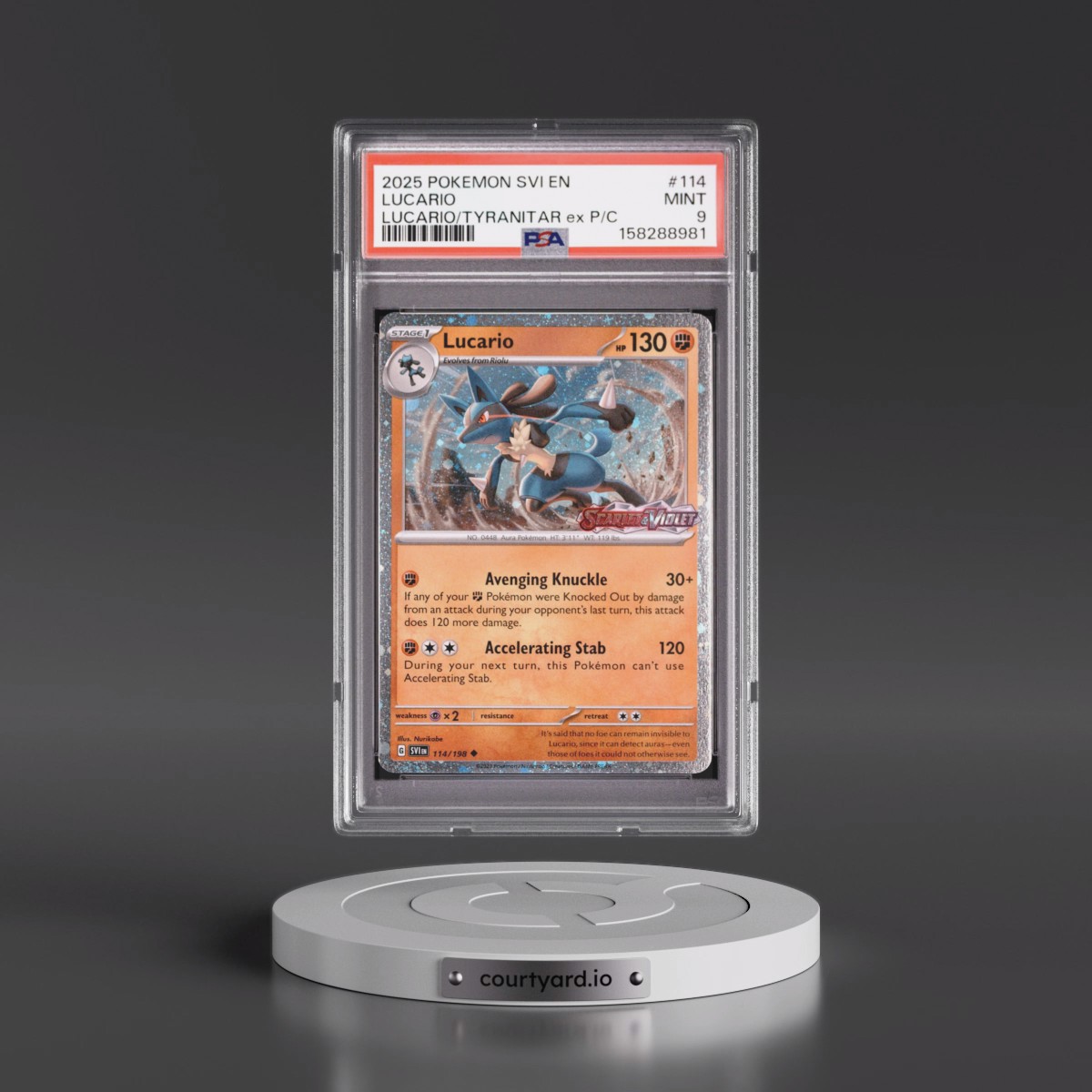 2025 Pokémon Svi EN-Scarlet & Violet #114 Lucario - Lucario EX & Tyranitar EX Premium Collection (PSA 9 MINT)