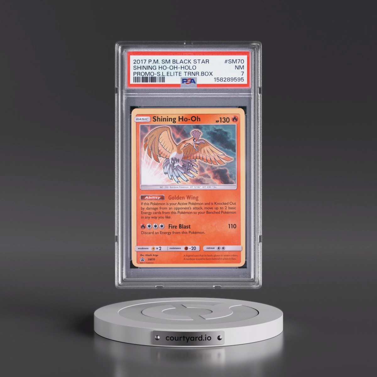 2017 Pokémon SM Black Star Promo #SM70 Shining HO-Oh - Holo Holo Shining Legends Elite Trainer Box (PSA 7 NM)