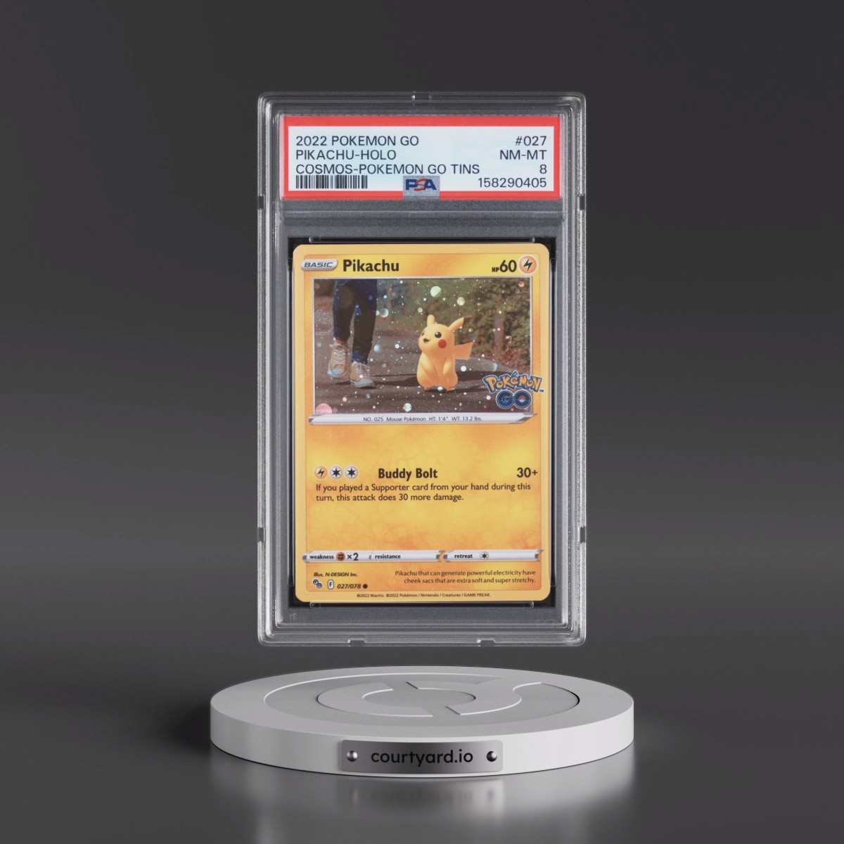 2022 Pokémon Go #027 Pikachu - Holo Cosmos-Pokemon Go Tins (PSA 8 NM-MT)