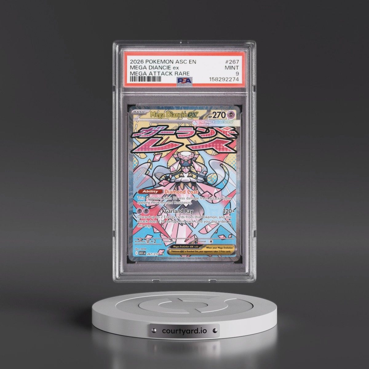 2026 Pokémon Asc EN-Ascended Heroes #267 Mega Diancie EX - Holo Mega Attack Rare (PSA 9 MINT)