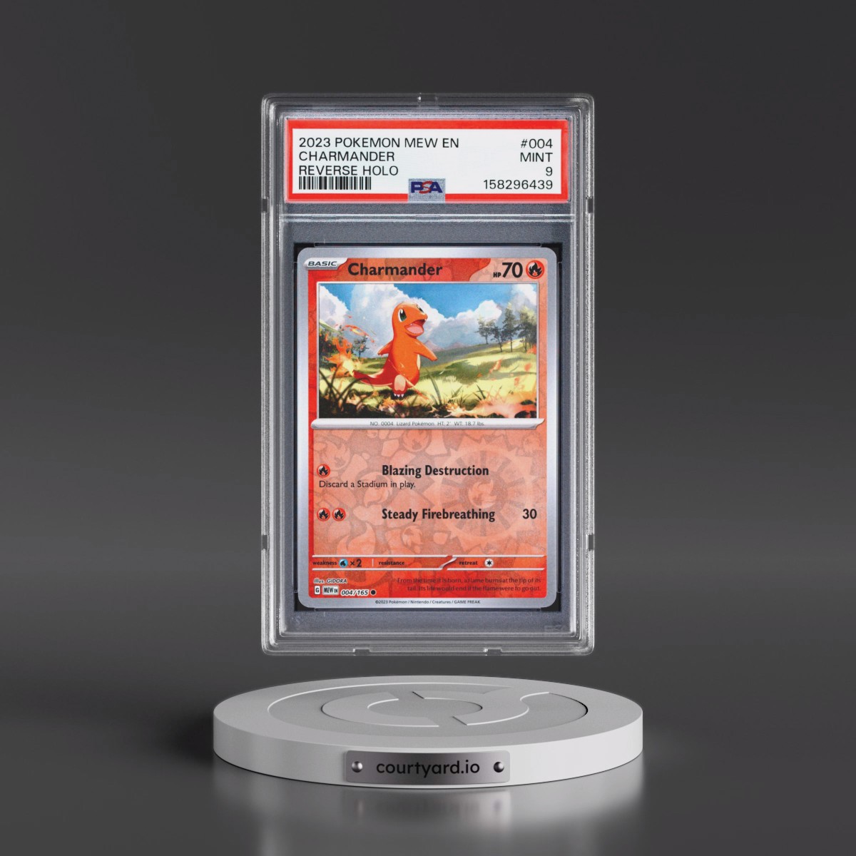 2023 Pokémon Mew EN-151 #004 Charmander - Reverse Holo (PSA 9 MINT)
