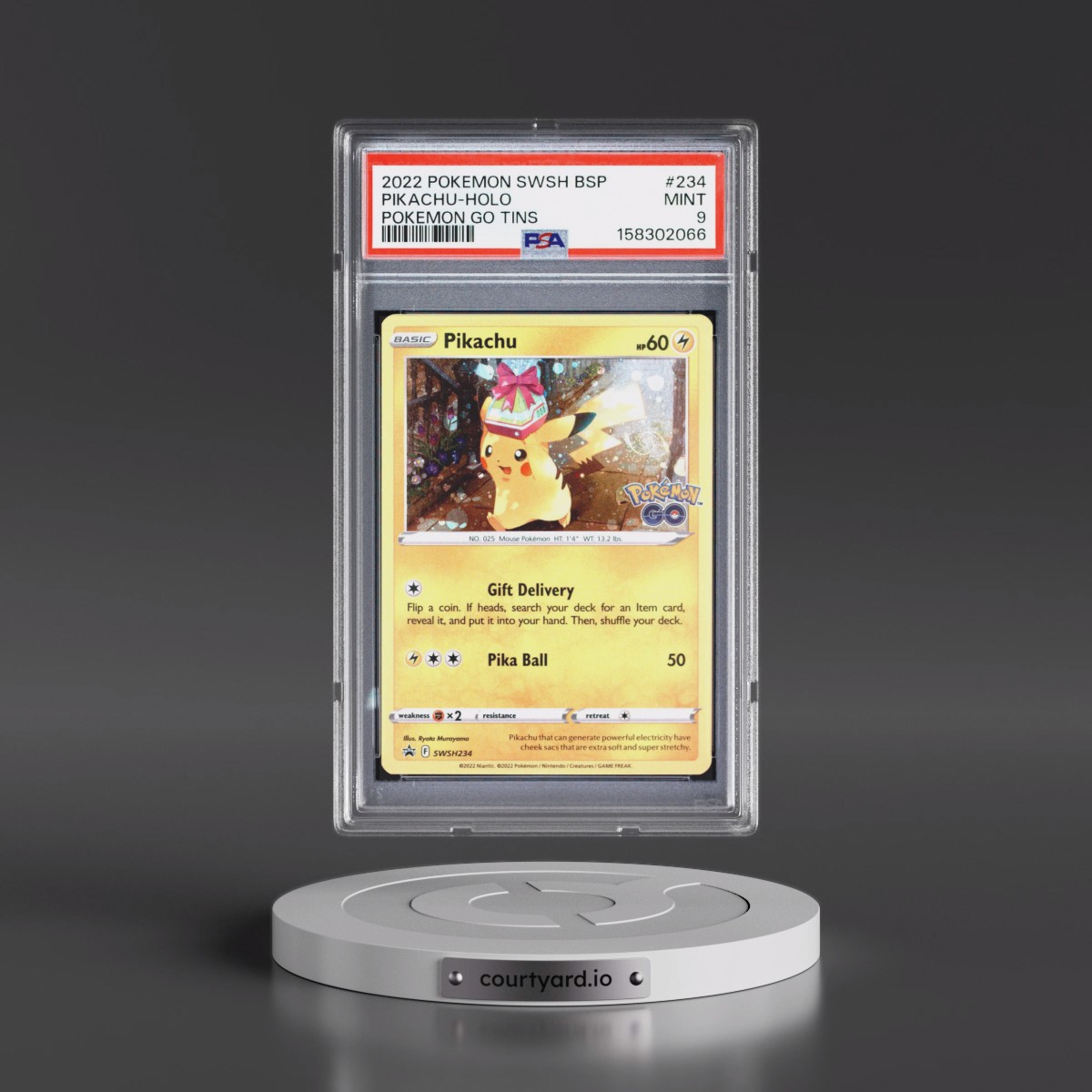 2022 Pokémon Swsh Black Star Promo #234 Pikachu - Holo Pokemon Go Tins (PSA 9 MINT)