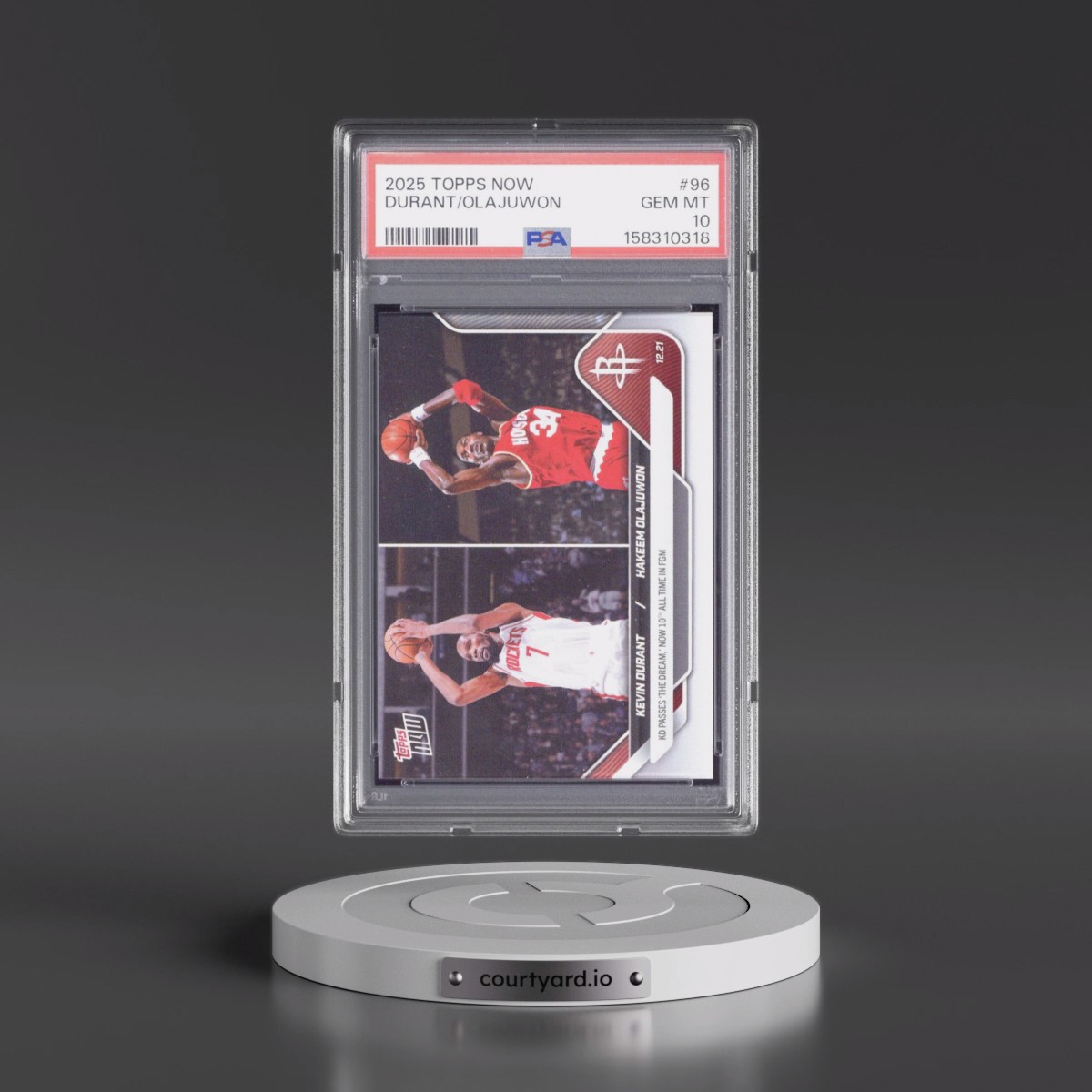 2025 Topps Now #96 Hakeem Olajuwon/Kevin Durant (PSA 10 GEM MINT)