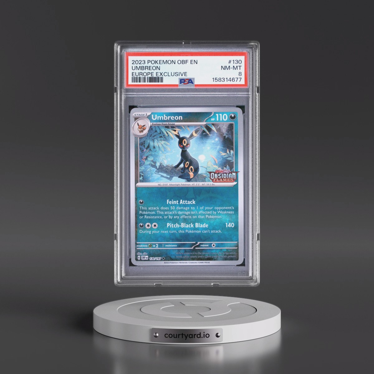 2023 Pokémon Obf EN-Obsidian Flames #130 Umbreon - Europe Exclusive (PSA 8 NM-MT)