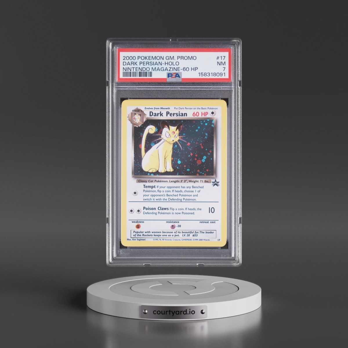 2000 Pokémon Game Promo #17 Dark Persian - Holo Nintendo Magazine-60 HP (PSA 7 NM)