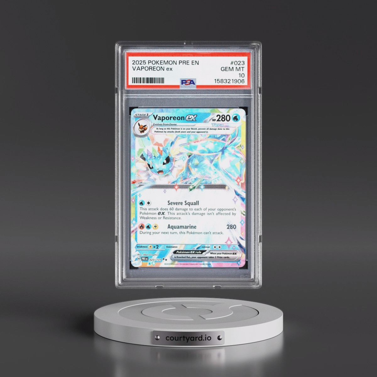 2025 Pokémon Pre EN-Prismatic Evolutions #023 Vaporeon EX - Holo (PSA 10 GEM MINT)