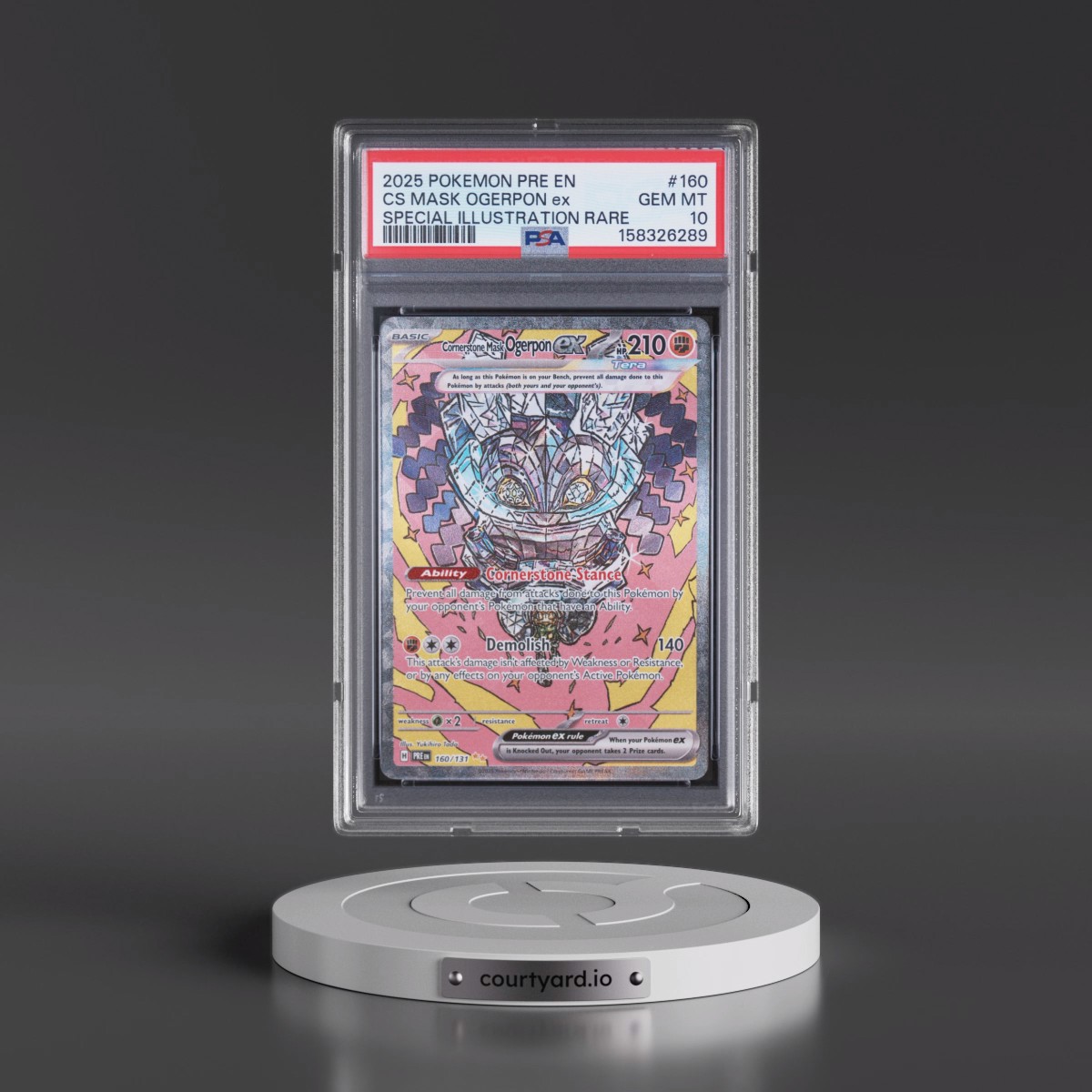 2025 Pokémon Pre EN-Prismatic Evolutions #160 Cornerstone Mask Ogerpon EX - Holo Special Illustration Rare (PSA 10 GEM MINT)