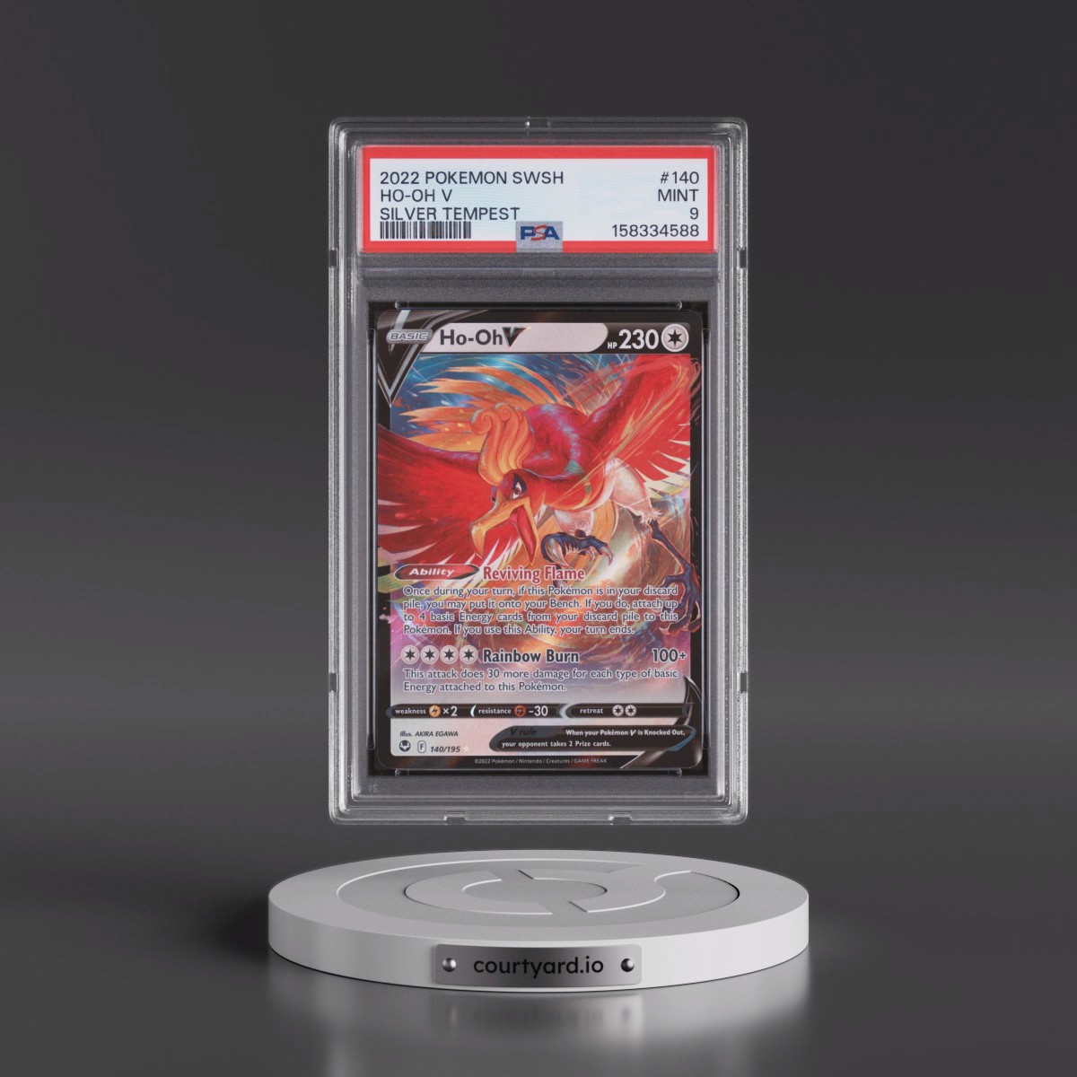 2022 Pokémon Sword & Shield Silver Tempest #140 HO-Oh V - Holo (PSA 9 MINT)