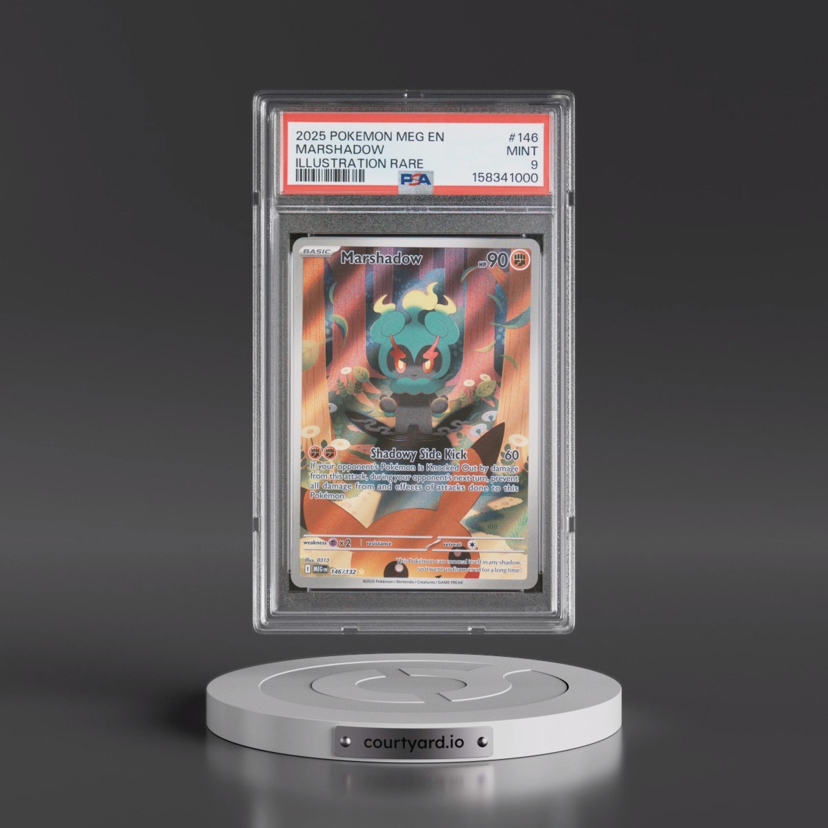 2025 Pokémon Meg EN-Mega Evolution #146 Marshadow - Illustration Rare (PSA 9 MINT)