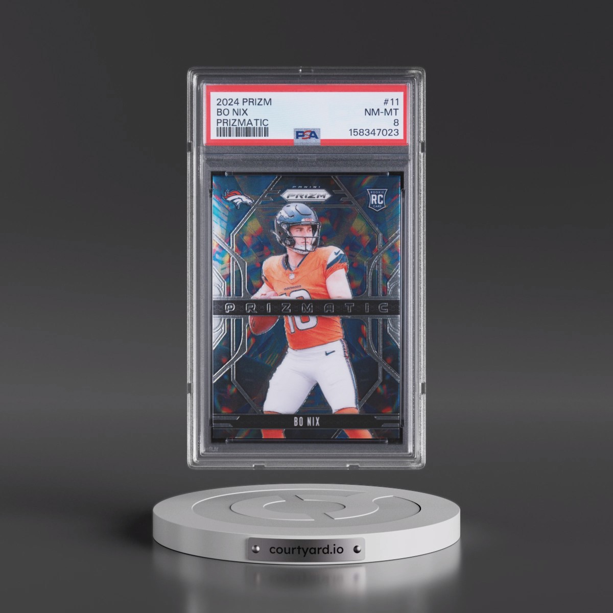 2024 Panini Prizm Prizmatic #11 Bo Nix (PSA 8 NM-MT)