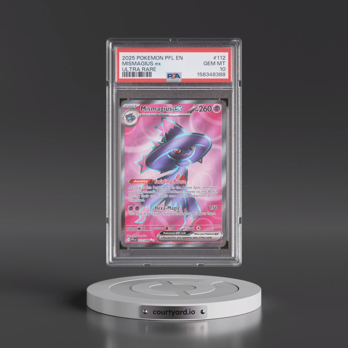 2025 Pokémon Pfl EN-Phantasmal Flames #112 Mismagius EX - Holo Ultra Rare (PSA 10 GEM MINT)