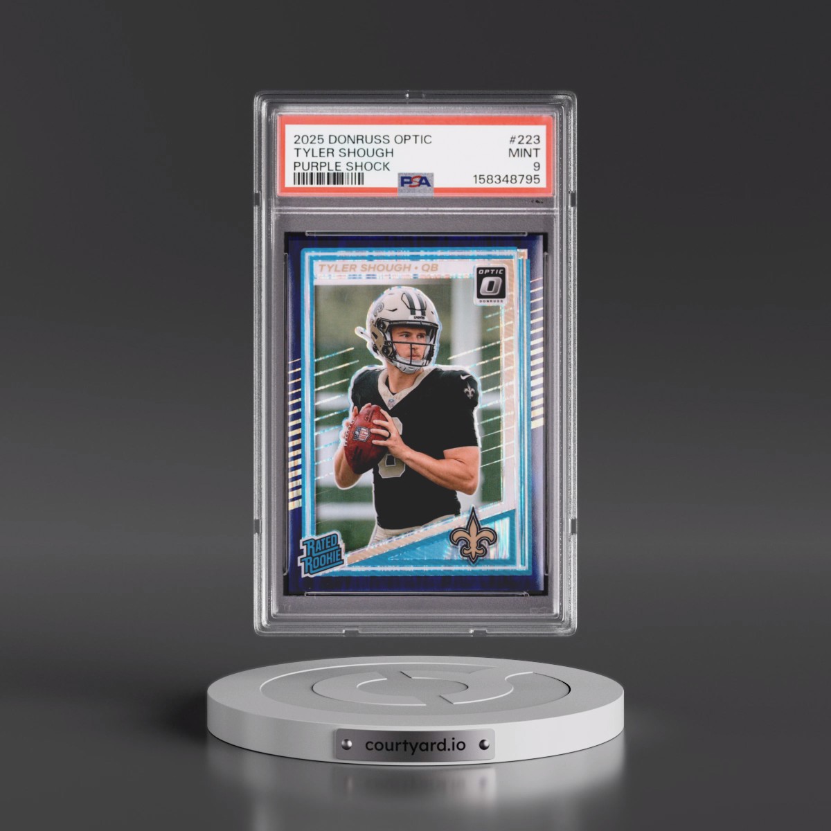 2025 Panini Donruss Optic #223 Tyler Shough - Purple Shock (PSA 9 MINT)