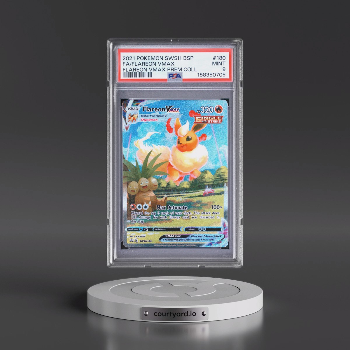 2021 Pokémon Swsh Black Star Promo #180 Flareon Vmax - Full Art Flareon Vmax Premium Collection (PSA 9 MINT)