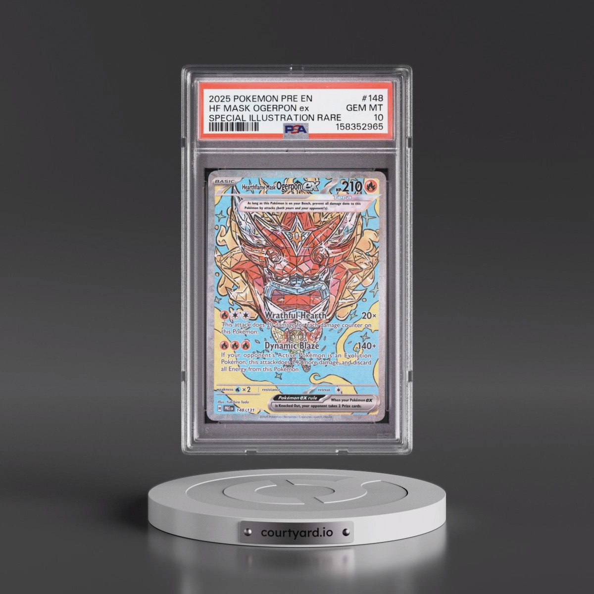 2025 Pokémon Pre EN-Prismatic Evolutions #148 Hearthflame Mask Ogerpon EX - Holo Special Illustration Rare (PSA 10 GEM MINT)