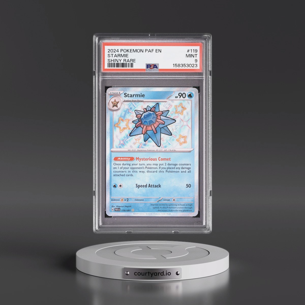 2024 Pokémon Paf EN-Paldean Fates #119 Starmie - Shiny Rare (PSA 9 MINT)
