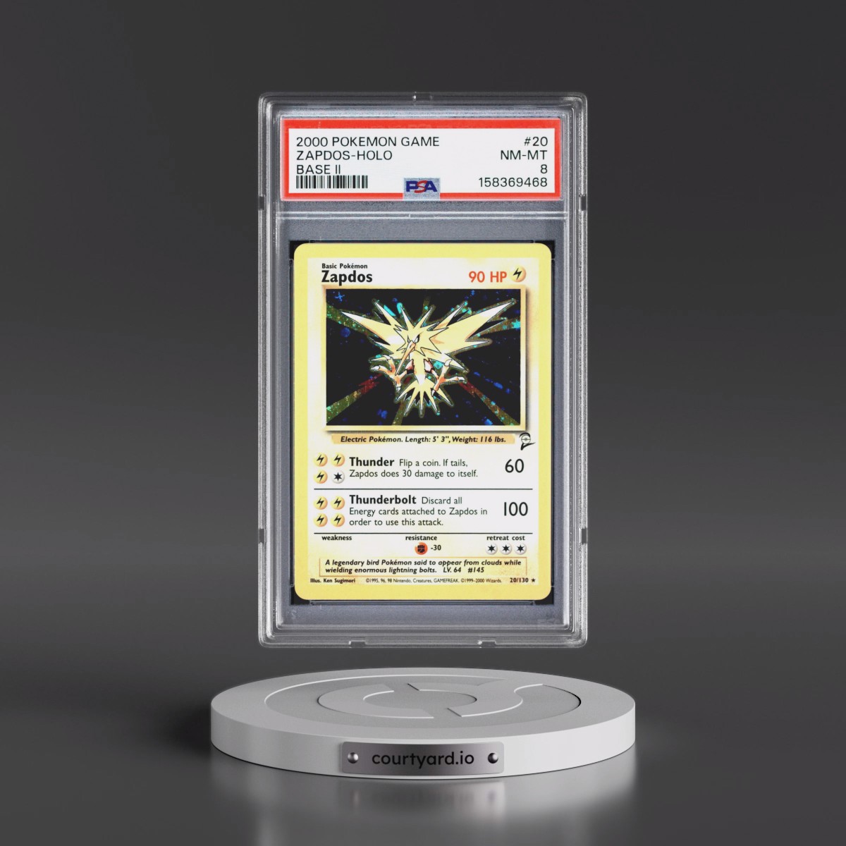 2000 Pokémon Game Base II #20 Zapdos - Holo (PSA 8 NM-MT)
