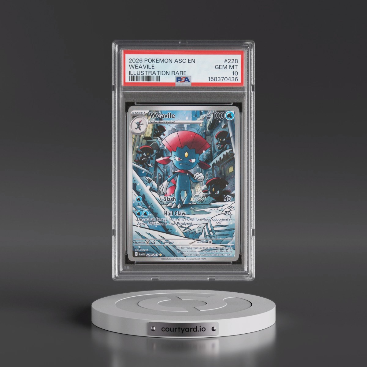 2026 Pokémon Asc EN-Ascended Heroes #228 Weavile - Illustration Rare (PSA 10 GEM MINT)