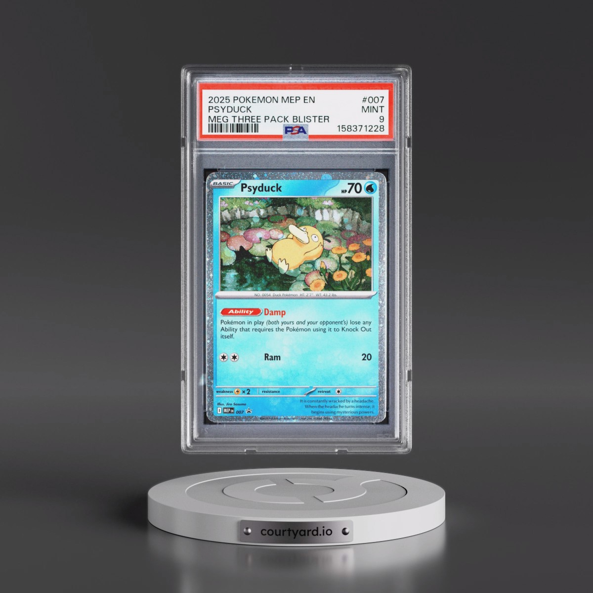 2025 Pokémon Mep EN-Me Black Star Promo #007 Psyduck - Mega Evolution Three Pack Blister (PSA 9 MINT)