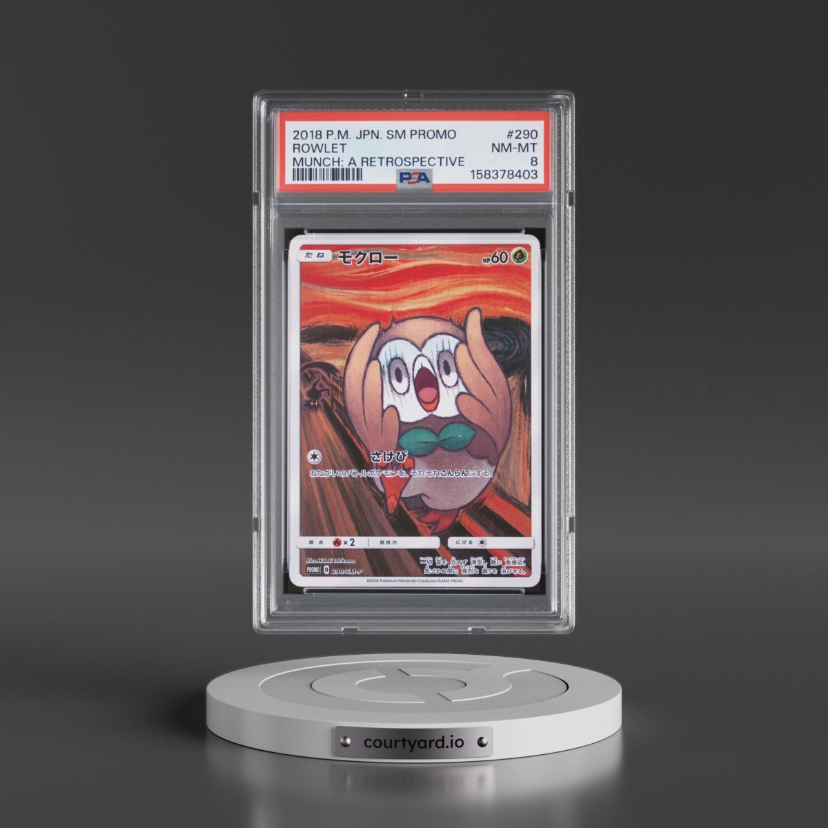 2018 Pokémon SM Promo #290 Rowlet - Munch: A Retrospective (PSA 8 NM-MT)