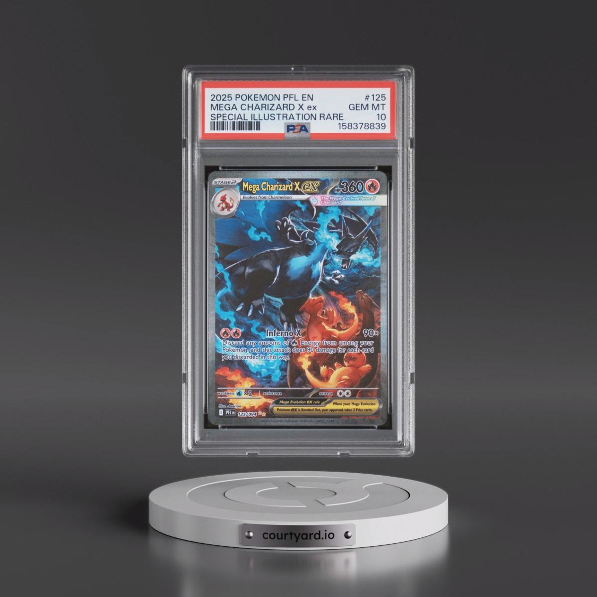 2025 Pokémon Pfl EN-Phantasmal Flames #125 Mega Charizard X EX - Holo Special Illustration Rare (PSA 10 GEM MINT)