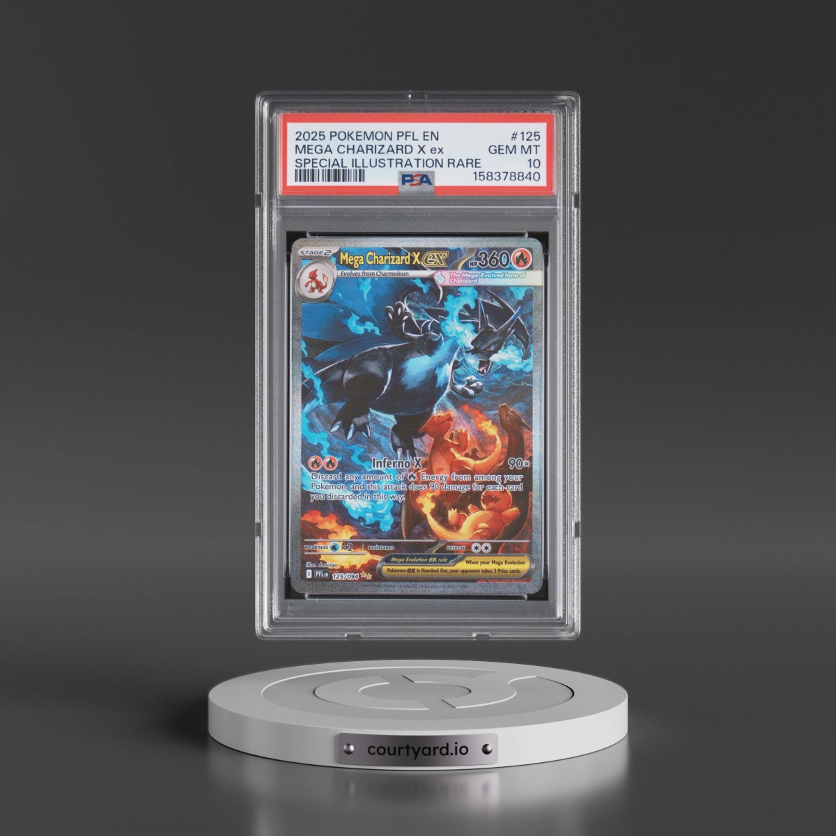 2025 Pokémon Pfl EN-Phantasmal Flames #125 Mega Charizard X EX - Holo Special Illustration Rare (PSA 10 GEM MINT) - Photo