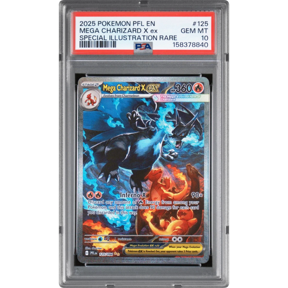 2025 Pokémon Pfl EN-Phantasmal Flames #125 Mega Charizard X EX - Holo Special Illustration Rare (PSA 10 GEM MINT)