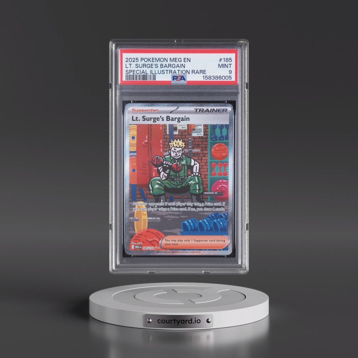 2025 Pokémon Meg EN-Mega Evolution #185 LT. Surge's Bargain - Special Illustration Rare (PSA 9 MINT)
