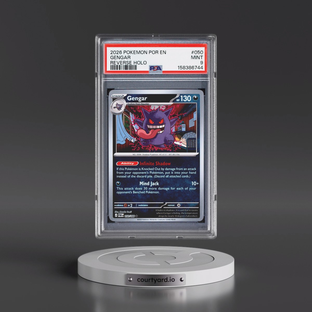 2026 Pokémon Por EN-Perfect Order #050 Gengar - Reverse Holo (PSA 9 MINT)