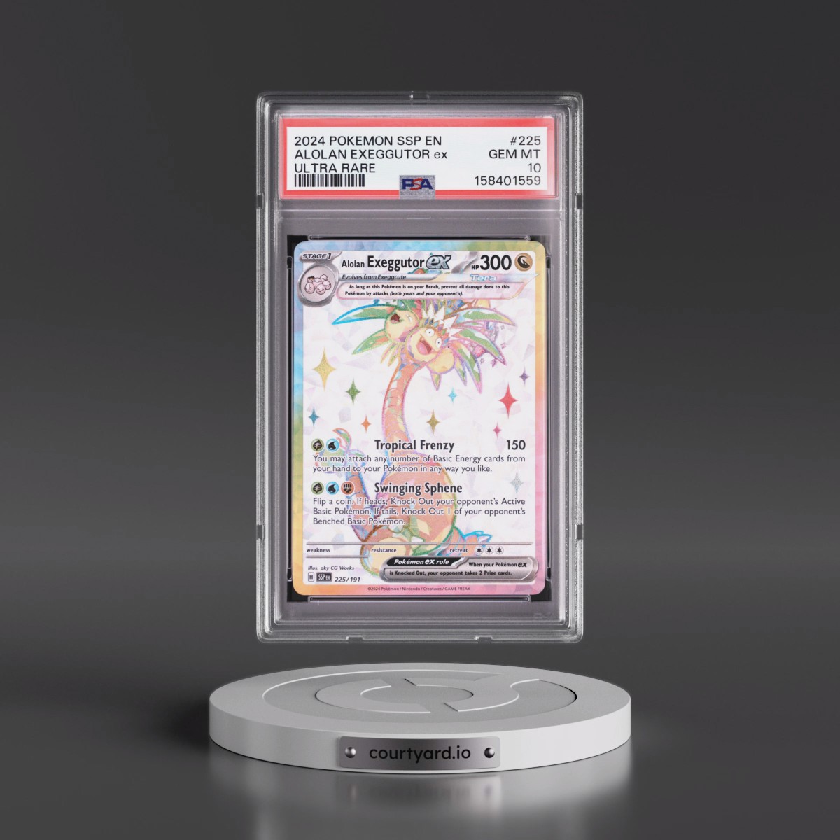 2024 Pokémon Ssp EN-Surging Sparks #225 Alolan Exeggutor EX - Holo Ultra Rare (PSA 10 GEM MINT)