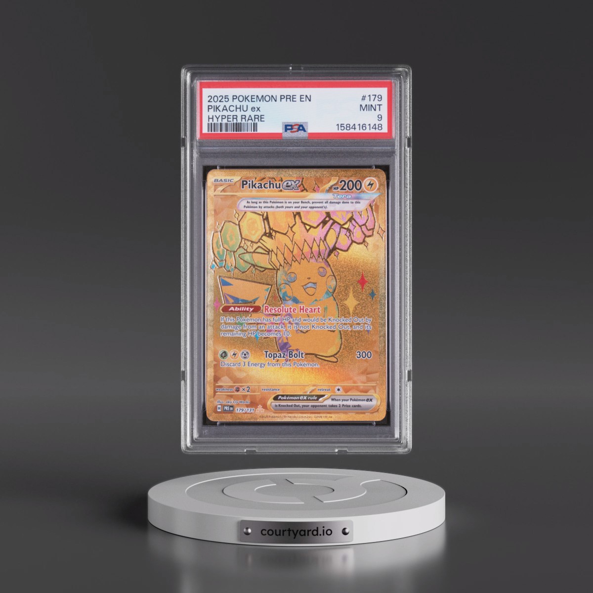 2025 Pokémon Pre EN-Prismatic Evolutions #179 Pikachu EX - Holo Hyper Rare (PSA 9 MINT)