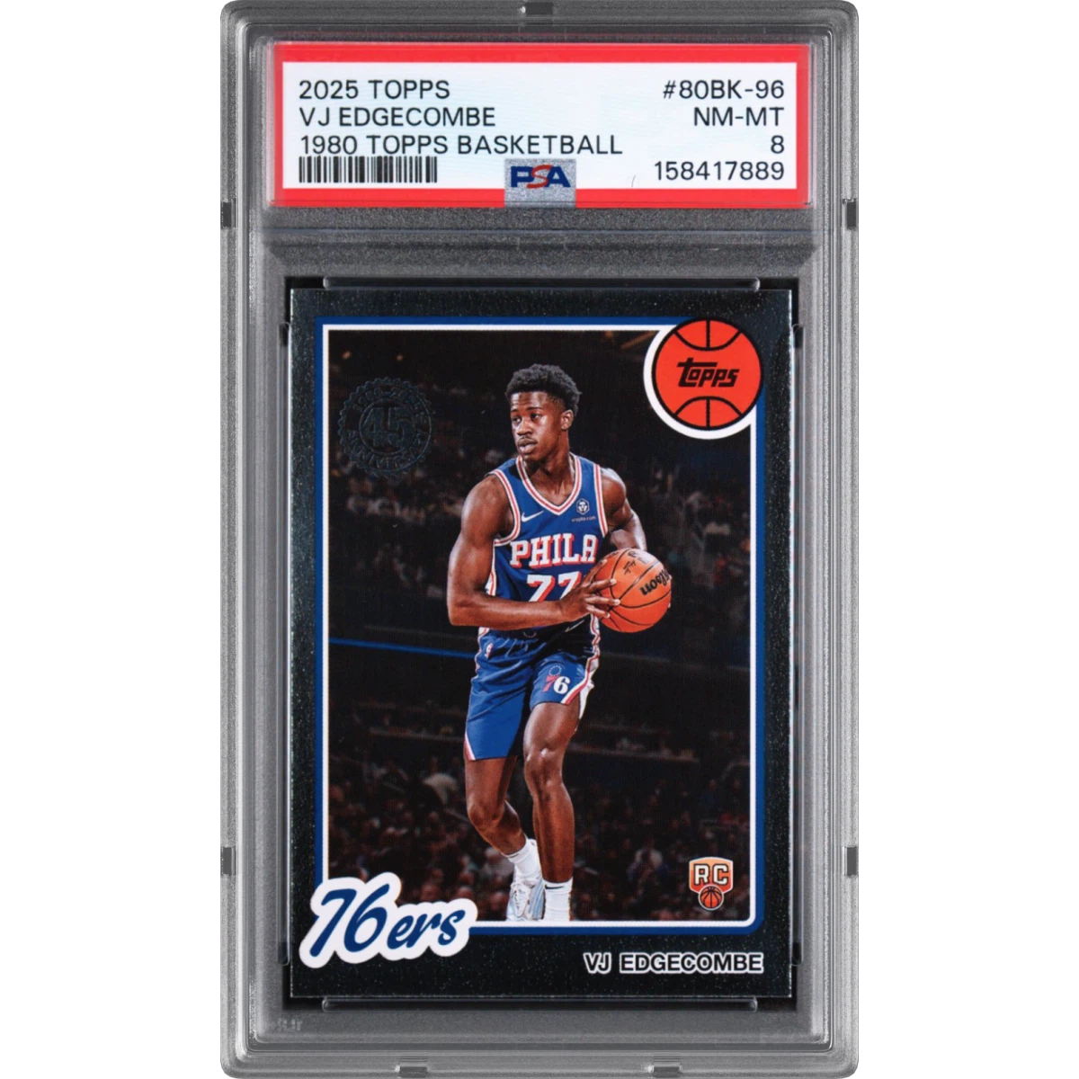 2025 Topps 1980-81 Topps Basketball #80BK-96 VJ Edgecombe (PSA 8 NM-MT)