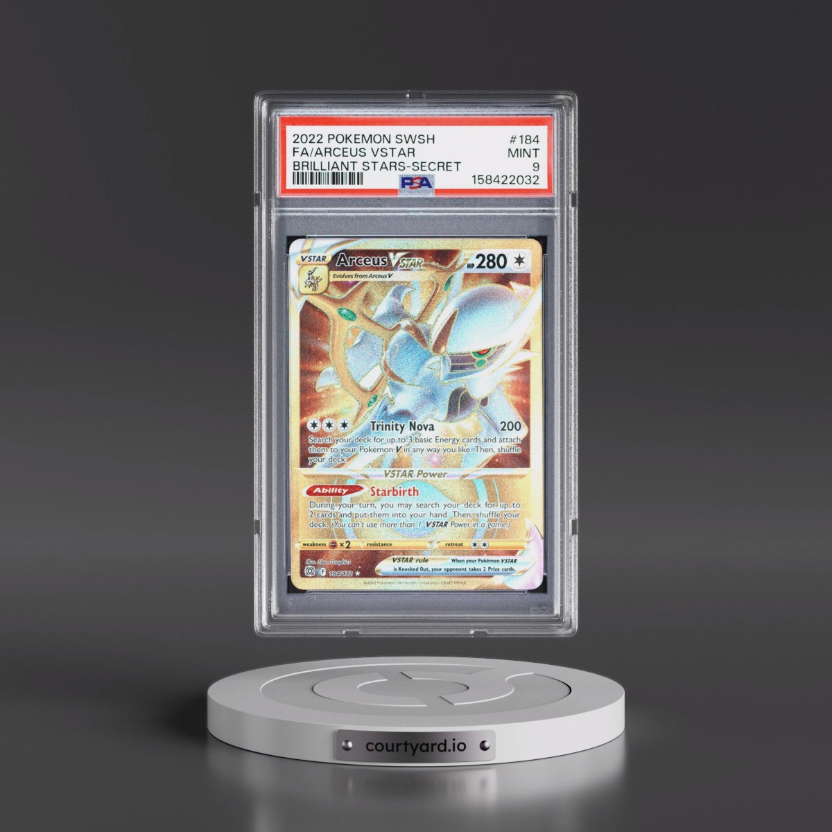 2022 Pokémon Sword & Shield Brilliant Stars #184 Arceus Vstar - Full Art Secret (PSA 9 MINT)
