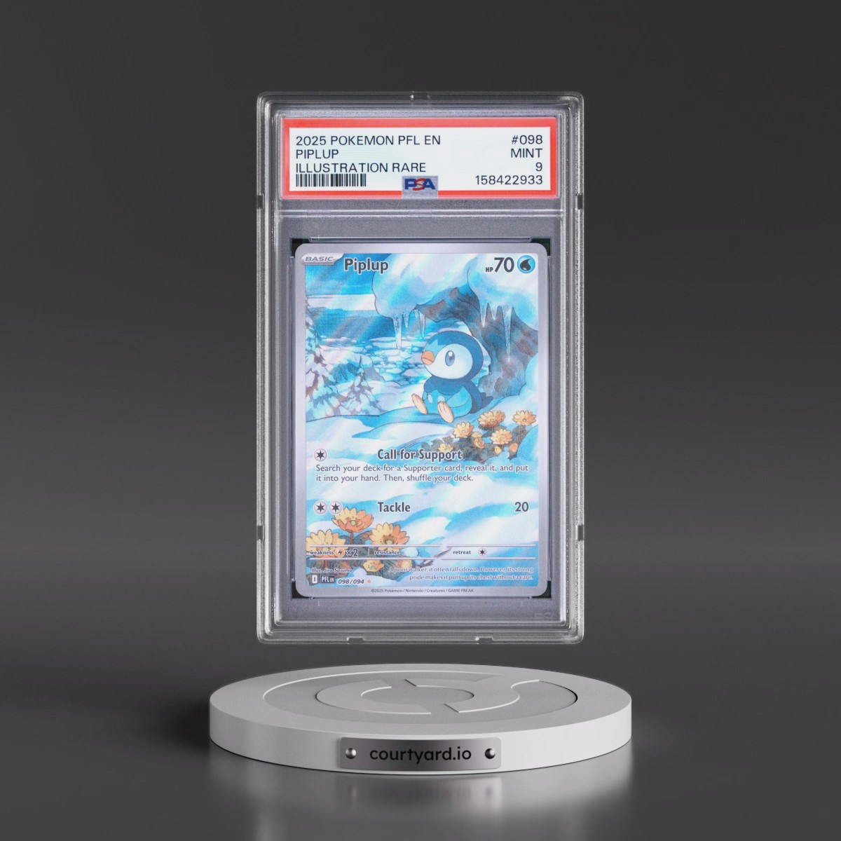 2025 Pokémon Pfl EN-Phantasmal Flames #098 Piplup - Illustration Rare (PSA 9 MINT)