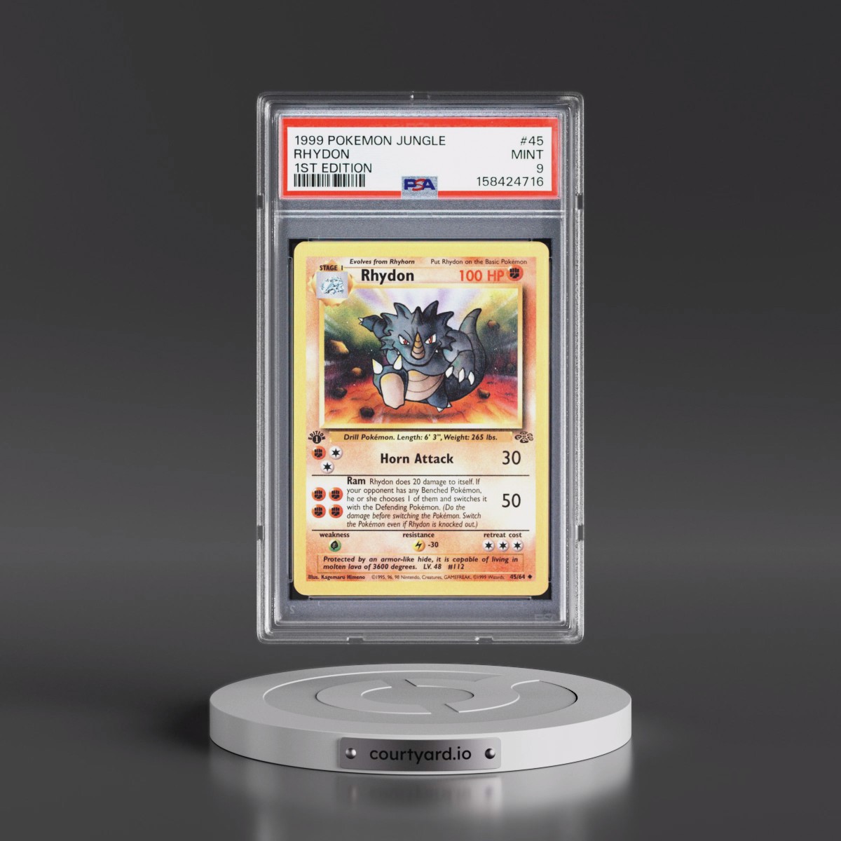 1999 Pokémon Jungle #45 Rhydon - 1st Edition (PSA 9 MINT)