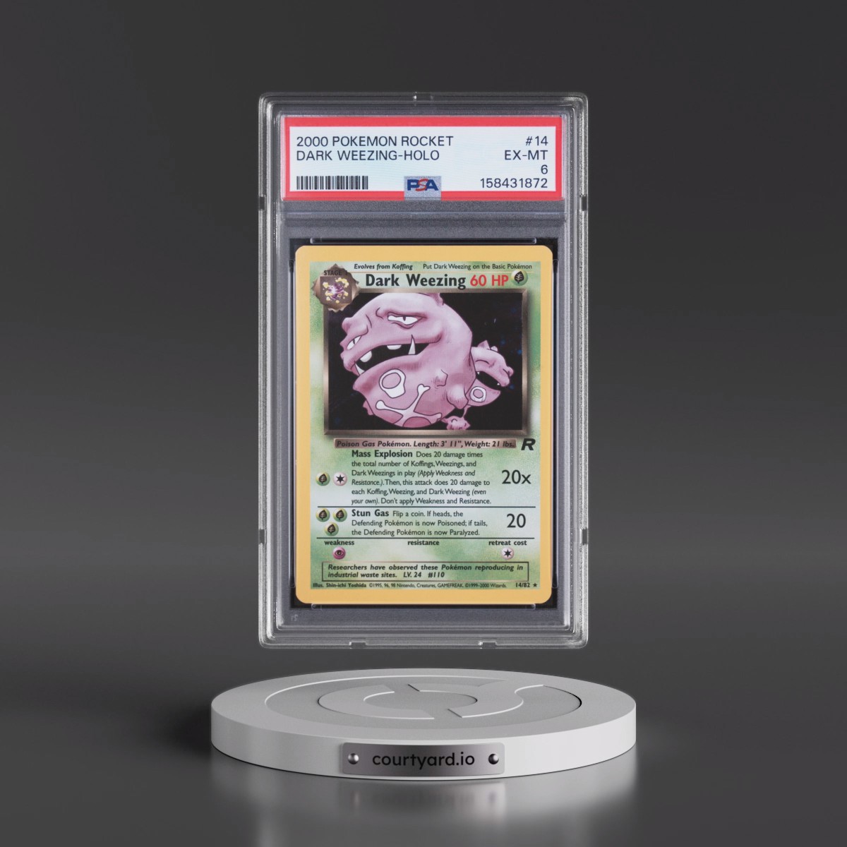 2000 Pokémon Rocket #14 Dark Weezing - Holo (PSA 6 EX-MT)