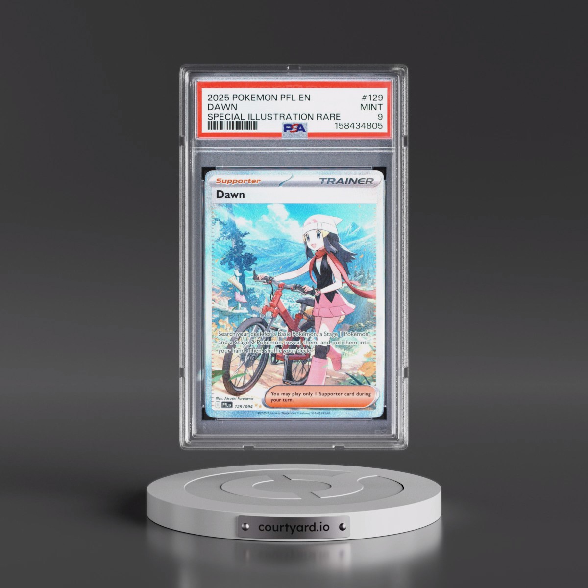 2025 Pokémon Pfl EN-Phantasmal Flames #129 Dawn - Special Illustration Rare (PSA 9 MINT)