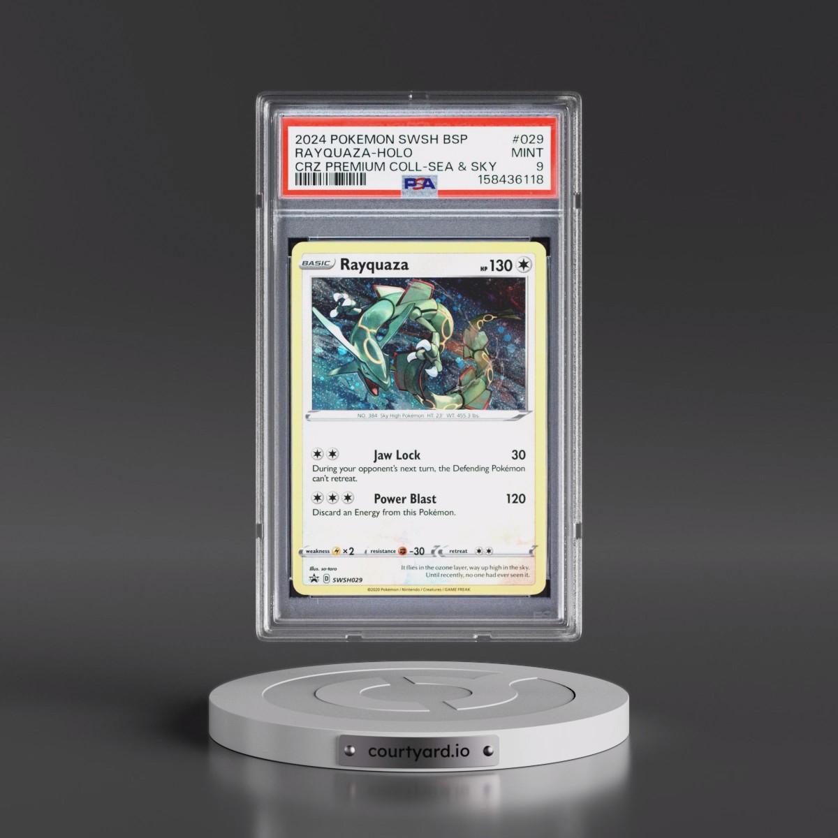 2024 Pokémon Swsh Black Star Promo #029 Rayquaza - Holo Crown Zenith Premium Collection Sea & Sky (PSA 9 MINT)