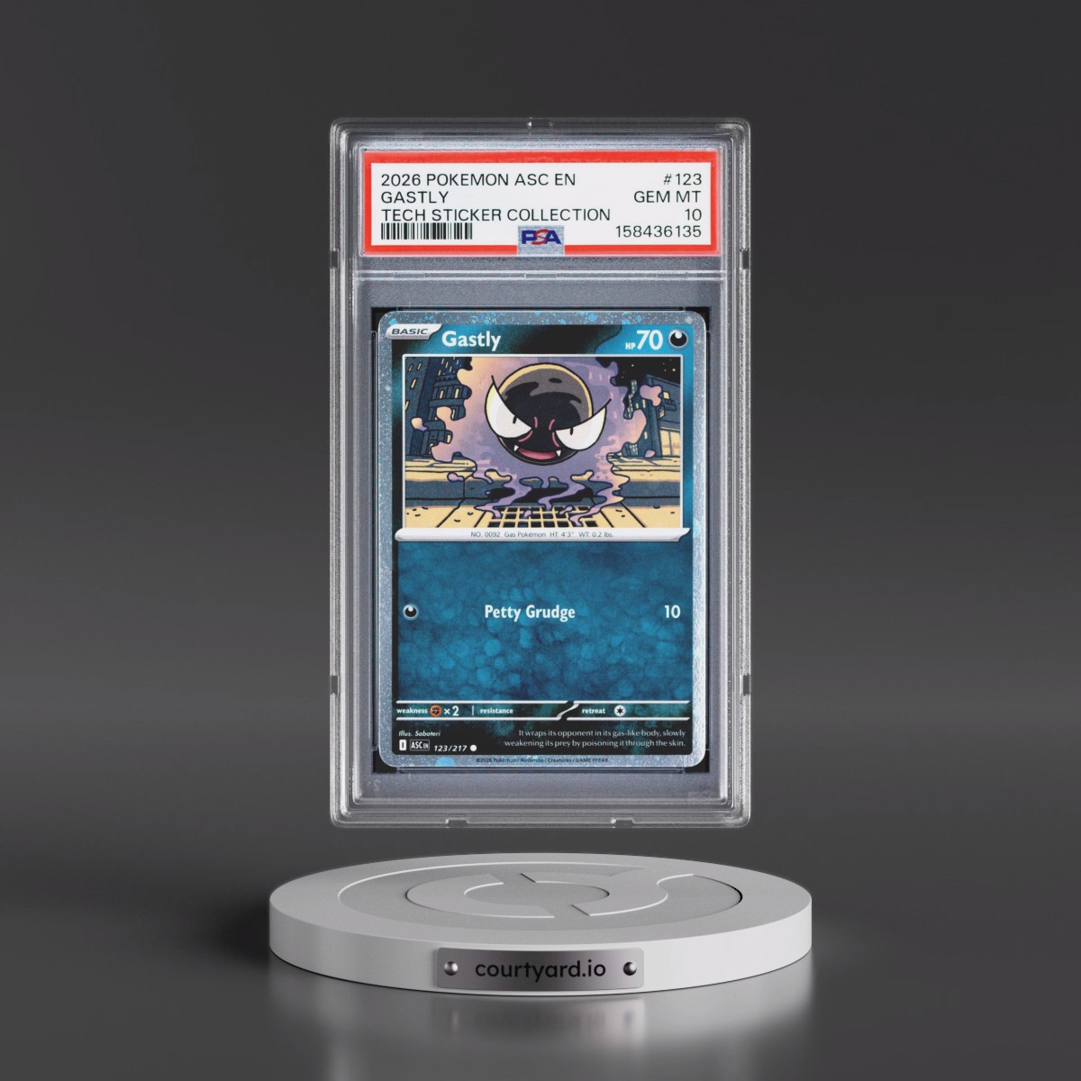 2026 Pokémon Asc EN-Ascended Heroes #123 Gastly - Tech Sticker Collection (PSA 10 GEM MINT)