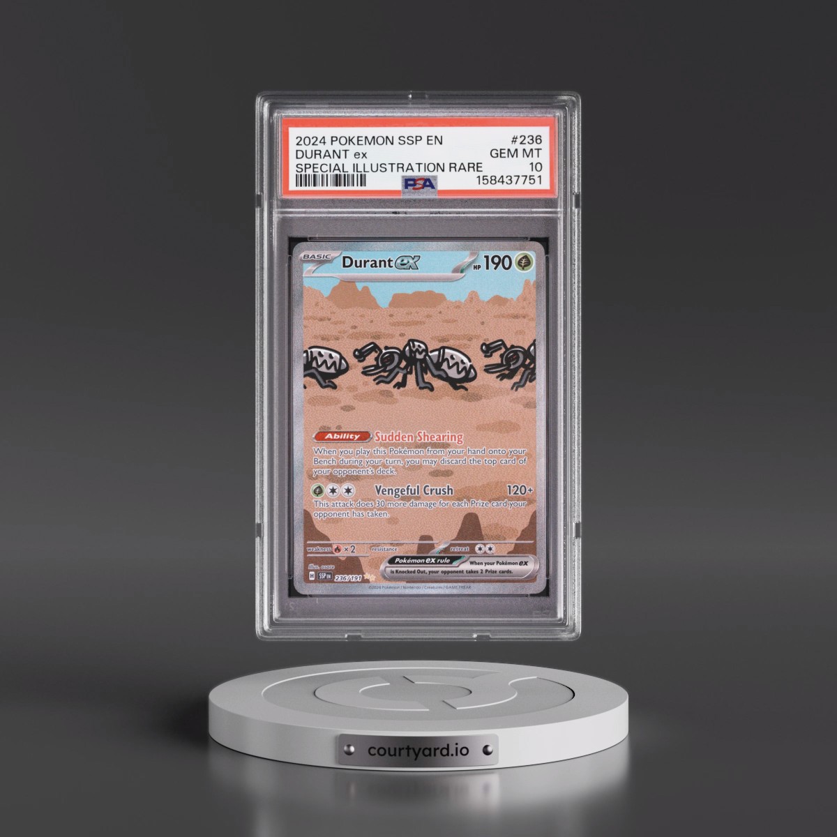 2024 Pokémon Ssp EN-Surging Sparks #236 Durant EX - Holo Special Illustration Rare (PSA 10 GEM MINT)