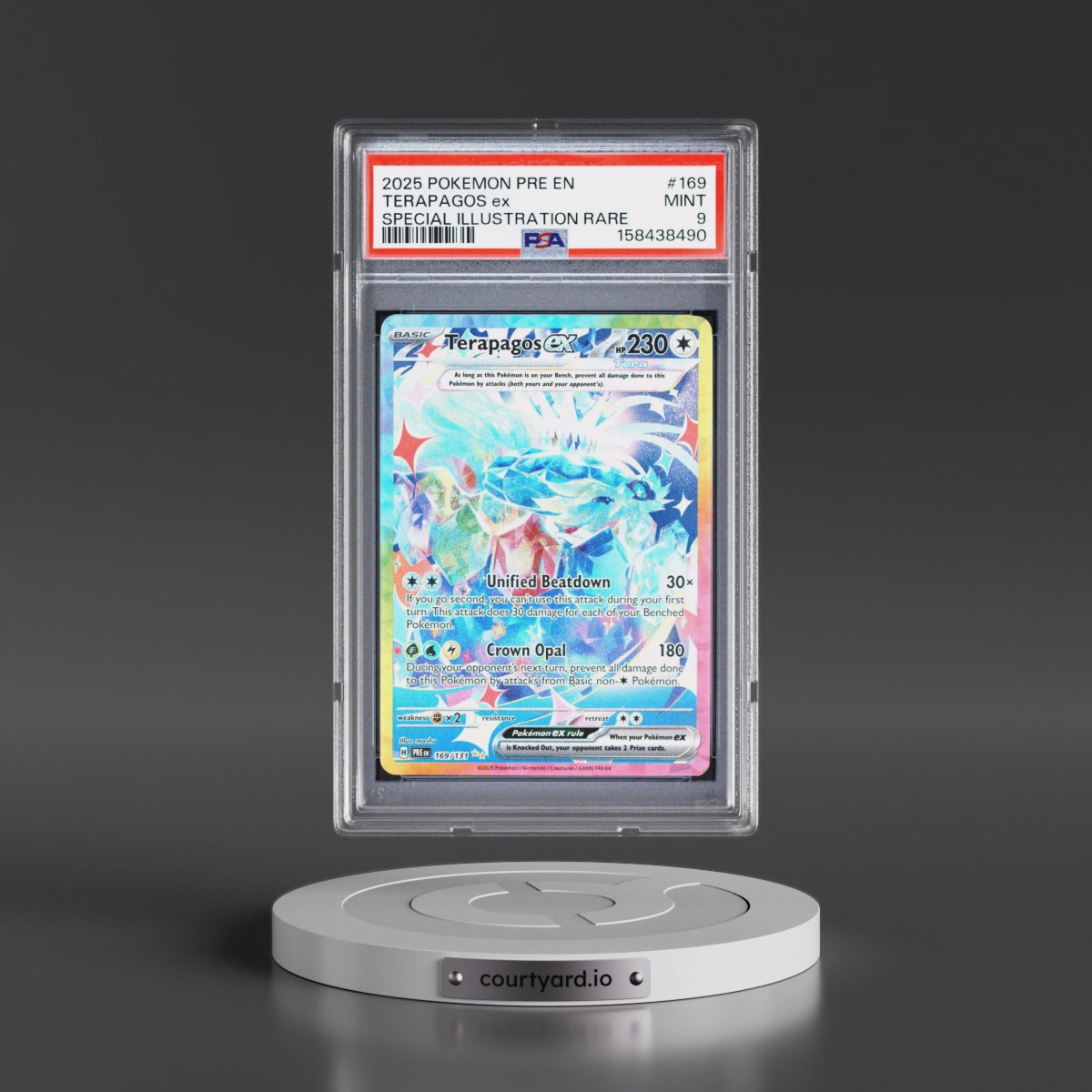 2025 Pokémon Pre EN-Prismatic Evolutions #169 Terapagos EX - Holo Special Illustration Rare (PSA 9 MINT)