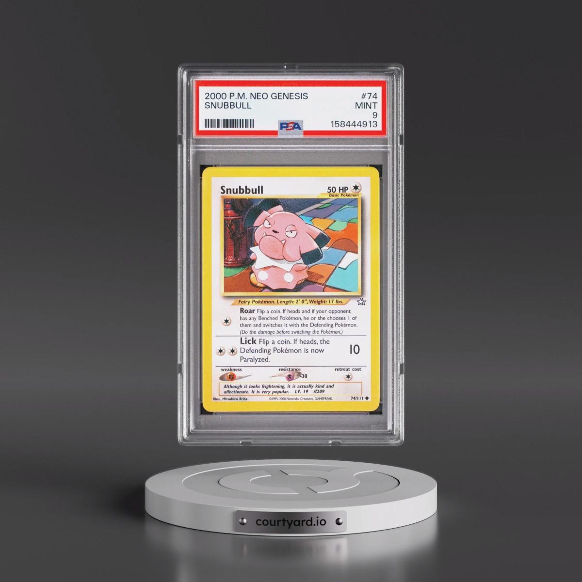 2000 Pokémon Neo Genesis #74 Snubbull (PSA 9 MINT)