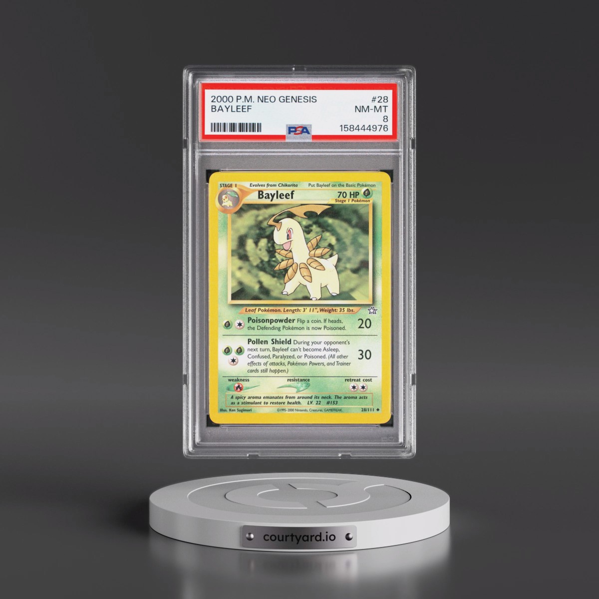 2000 Pokémon Neo Genesis #28 Bayleef (PSA 8 NM-MT)