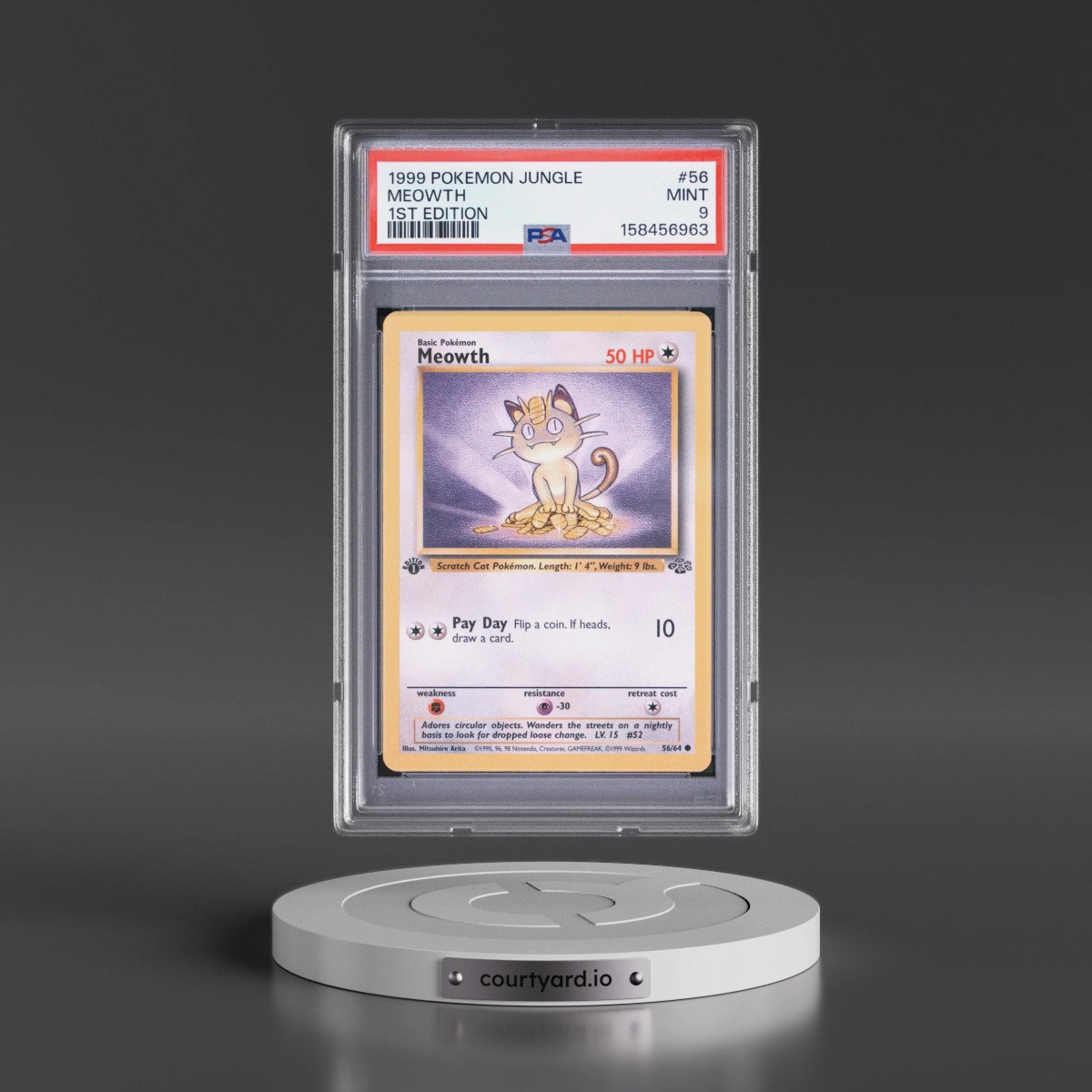 1999 Pokémon Jungle #56 Meowth - 1st Edition (PSA 9 MINT)