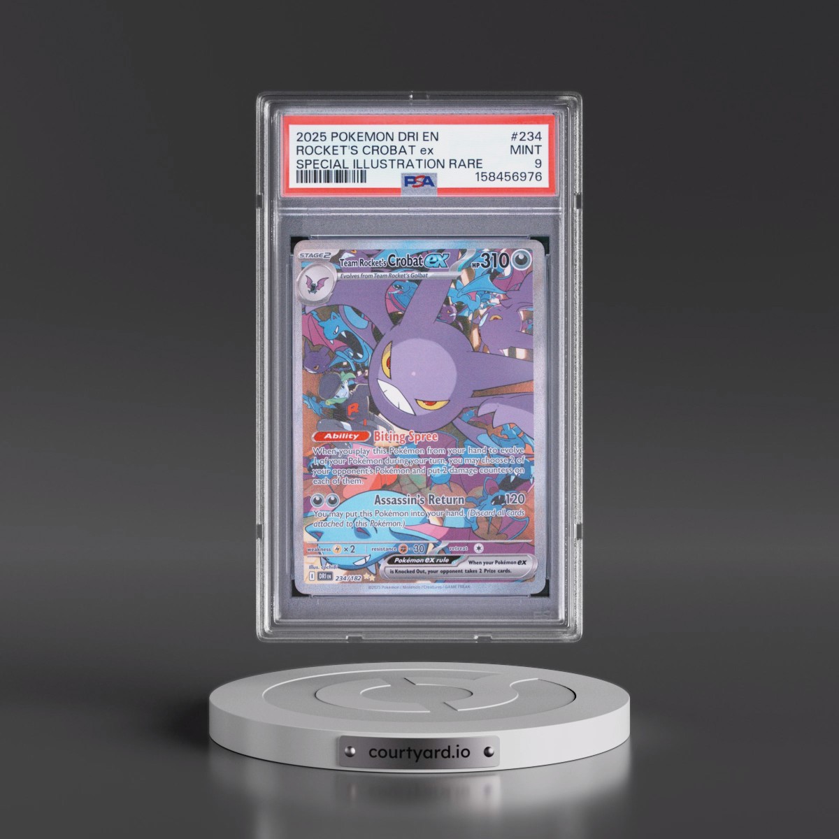 2025 Pokémon Dri EN-Destined Rivals #234 Team Rocket's Crobat EX - Holo Special Illustration Rare (PSA 9 MINT)